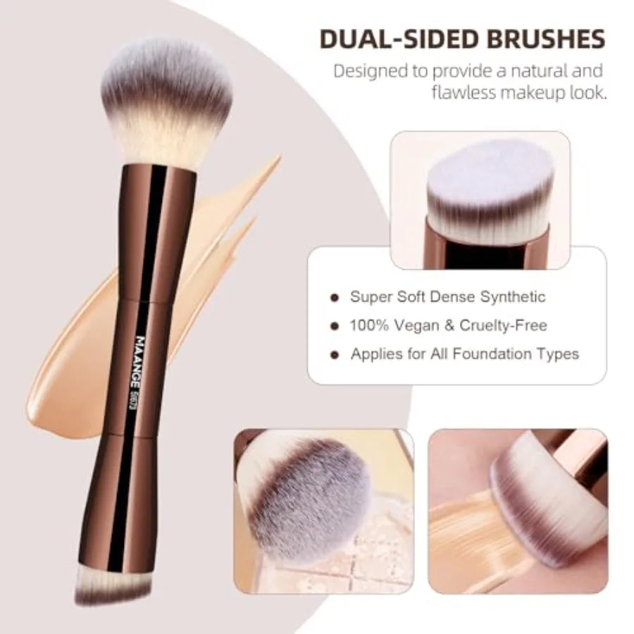 20 PCS Foundation Makeup Brush Set, Double-ended Kabuki Contour Brush for Liquid Powder Concealer Blending Blush Face Makeup To
